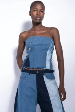 Marques ' Almeida PATCHWORK DENIM BOYFRIEND TROUSERS-Women Bottoms|Denim