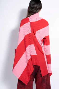 Marques ' Almeida PINK AND RED DRAPED JUMPER-Women Tops|Knitwear