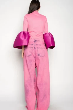 Marques ' Almeida PINK BOYFRIEND TROUSERS WITH BIG BOW-Women Denim|Bottoms
