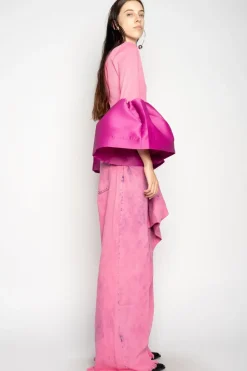 Marques ' Almeida PINK BOYFRIEND TROUSERS WITH BIG BOW-Women Denim|Bottoms