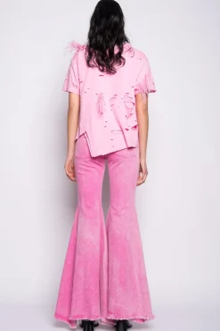 Marques ' Almeida DISTRESSED T-SHIRT WITH FEATHERS-Women Tops|Tops