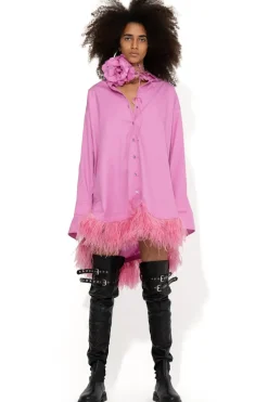 Marques ' Almeida FEATHER HEM SHIRT DRESS-Women Dresses|Tops