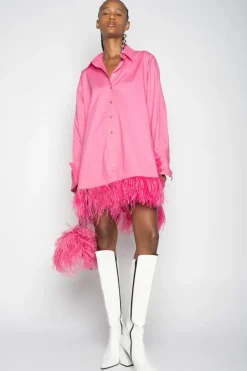 Marques ' Almeida PINK FEATHER SHIRT DRESS-Women Tops|Tops