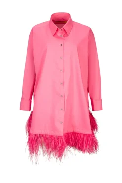 Marques ' Almeida PINK FEATHER SHIRT DRESS-Women Tops|Tops