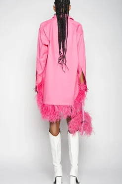 Marques ' Almeida PINK FEATHER SHIRT DRESS-Women Tops|Tops