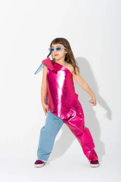 Marques ' Almeida PINK FOIL BAGGY TROUSERS-Kids Bottoms