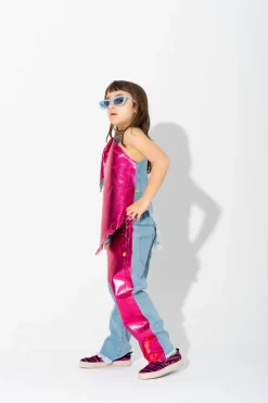 Marques ' Almeida PINK FOIL BAGGY TROUSERS-Kids Bottoms