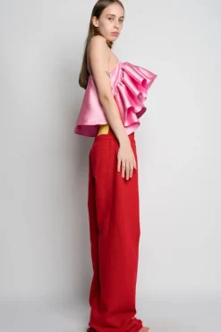 Marques ' Almeida PINK FRONT FRILL TOP-Women Tops|Tops
