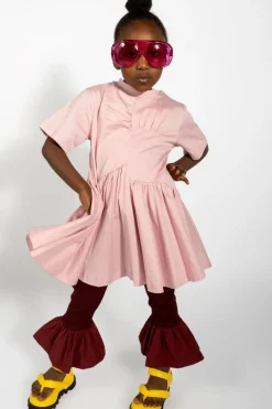 Marques ' Almeida PINK GATHERED JERSEY T-SHIRT DRESS-Kids Jersey|Dresses