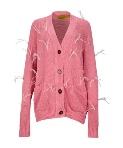 Marques ' Almeida OVERSIZED CARDIGAN WITH FEATHERS PULLS-Women Outerwear|Outerwear