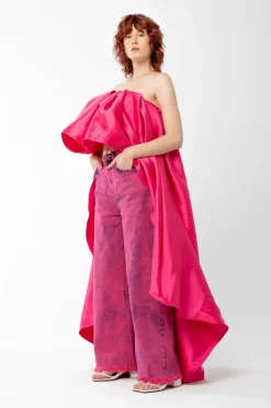 Marques ' Almeida PINK PLEATED STRAPLESS TOP WITH LONG BACK-Women Tops|Tops
