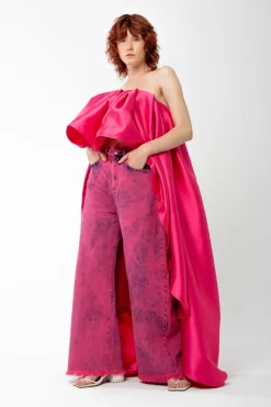 Marques ' Almeida PINK PLEATED STRAPLESS TOP WITH LONG BACK-Women Tops|Tops