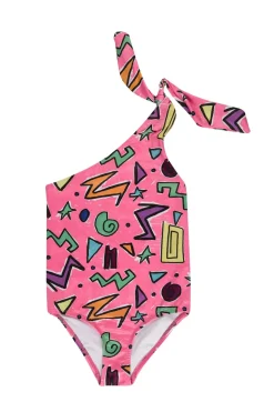 Marques ' Almeida SQUIGGLE PRINT ONE-SHOULDER SWIMSUIT-Kids Swimwear