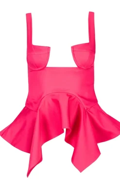 Marques ' Almeida PINK STRAP CORSET WITH WAIST FLOUNCE-Women Tops|Tops