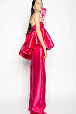 Marques ' Almeida PINK STRAPLESS PEPLUM TOP-Women Tops|Tops