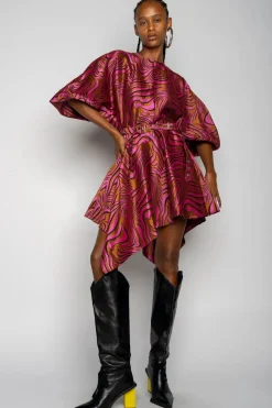 Marques ' Almeida ZEBRA BROCADE BALLOON SLEEVE DRESS-Women Dresses|Dresses