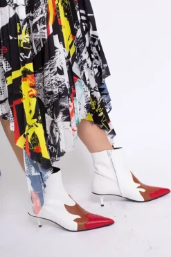 Marques ' Almeida POINTY KITTEN HEEL FLAME BOOTS IN WHITE- Shoes
