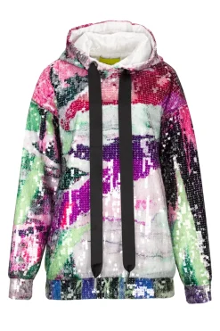 Marques ' Almeida PRINTED SEQUIN HOODIE-Women Tops|Tops