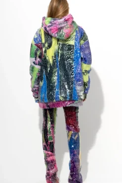 Marques ' Almeida PRINTED SEQUIN HOODIE-Women Tops|Tops