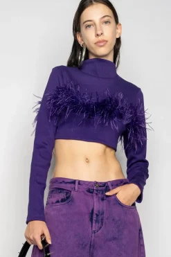 Marques ' Almeida CROPPED FEATHER TOP-Women Tops|Tops