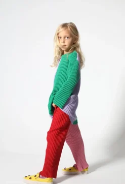 Marques ' Almeida RED AND PINK COTTON KNIT TROUSERS-Kids Bottoms|Knitwear