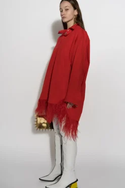 Marques ' Almeida FEATHER HEM SHIRT DRESS-Women Dresses|Tops
