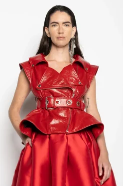 Marques ' Almeida LEATHER BIKER VEST-Women Outerwear|Tops