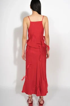 Marques ' Almeida SLIP TOP WITH FEATHERS-Women Tops