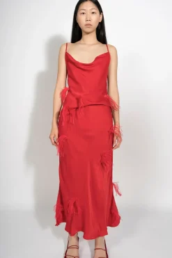 Marques ' Almeida SLIP TOP WITH FEATHERS-Women Tops