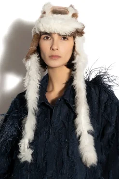 Marques ' Almeida ROSE GOLD LEATHER EAR COVER HAT- Accessories
