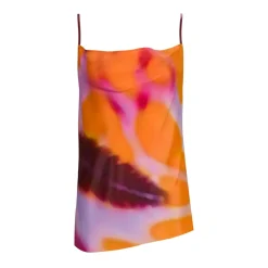 Marques ' Almeida SLIP PRINTED SATIN SPAGHETTI STRAP TOP-Women Tops|Tops