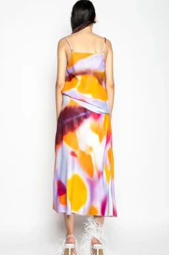 Marques ' Almeida SLIP PRINTED SATIN SPAGHETTI STRAP TOP-Women Tops|Tops