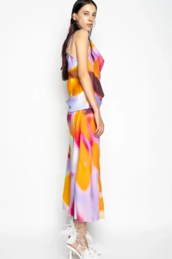 Marques ' Almeida SLIP PRINTED SATIN SPAGHETTI STRAP TOP-Women Tops|Tops
