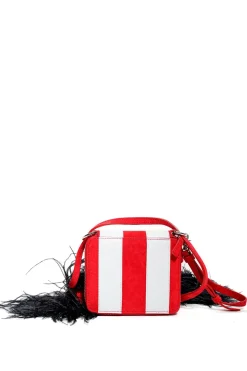 Marques ' Almeida STRIPED WALLET BAG WITH FEATHER STRAP- Accessories