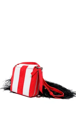 Marques ' Almeida STRIPED WALLET BAG WITH FEATHER STRAP- Accessories