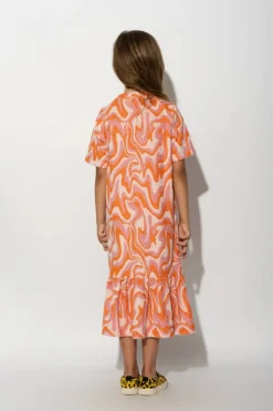 Marques ' Almeida TERRY WAVY PRINT GATHERED DRESS-Kids Dresses