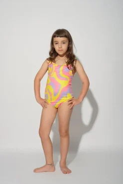 Marques ' Almeida WAVY PRINT SWIMSUIT-Kids Swimwear