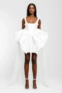 Marques ' Almeida BIG BOW MINI DRESS- Bridal