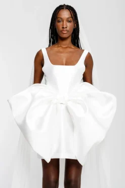 Marques ' Almeida BIG BOW MINI DRESS- Bridal