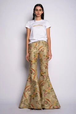 Marques ' Almeida CAP SLEEVE T-SHIRT WITH GOLD LOGO-Women Tops|Tops