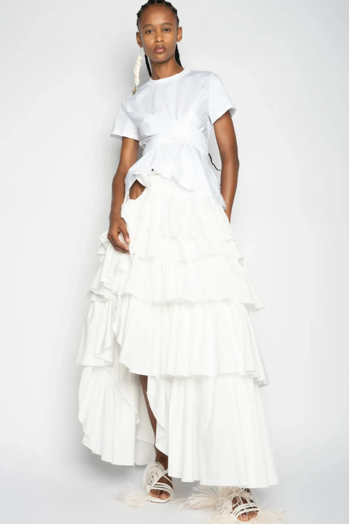 Marques ' Almeida CROSS WAIST DRAPE T-SHIRT-Women Tops|Tops