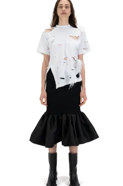 Marques ' Almeida DISTRESSED T-SHIRT WITH FEATHERS-Women Tops|Tops