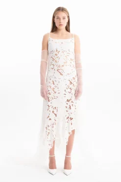Marques ' Almeida EMBROIDERED STRAP DRESS WITH PEPLUM-Women Bridal|Dresses