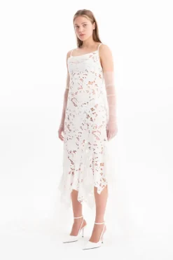 Marques ' Almeida EMBROIDERED STRAP DRESS WITH PEPLUM-Women Bridal|Dresses