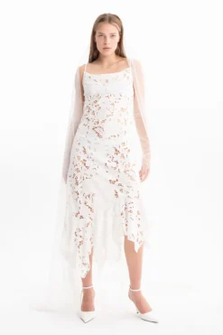 Marques ' Almeida EMBROIDERED STRAP DRESS WITH PEPLUM-Women Bridal|Dresses