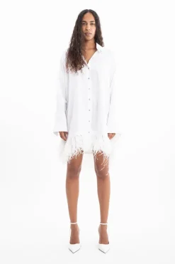 Marques ' Almeida FEATHER HEM SHIRT DRESS-Women Bridal|Tops