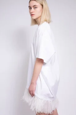 Marques ' Almeida FEATHER HEM T-SHIRT DRESS-Women Tops|Dresses