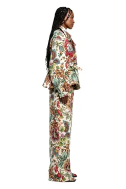 Marques ' Almeida WHITE FLORAL BROCADE CROPPED TRENCH COAT STYLE JACKET-Women Outerwear