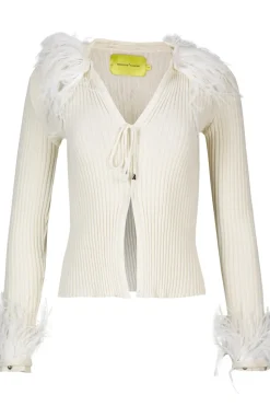 Marques ' Almeida MERINO WOOL CARDIGAN WITH FEATHERS-Women Tops|Knitwear