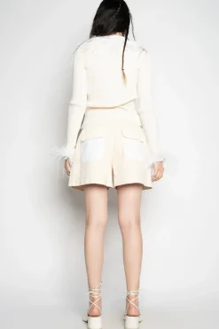 Marques ' Almeida MERINO WOOL CARDIGAN WITH FEATHERS-Women Tops|Knitwear